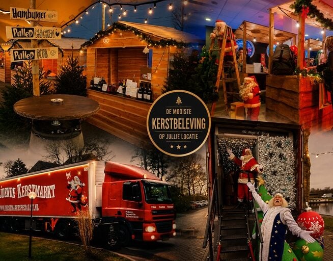 Kerstmarkt voor bedrijven met de pop-up kerstmarkt- de kerstmarkttruck en een kerstmarkt met plaatselijke winkeliers - advance events