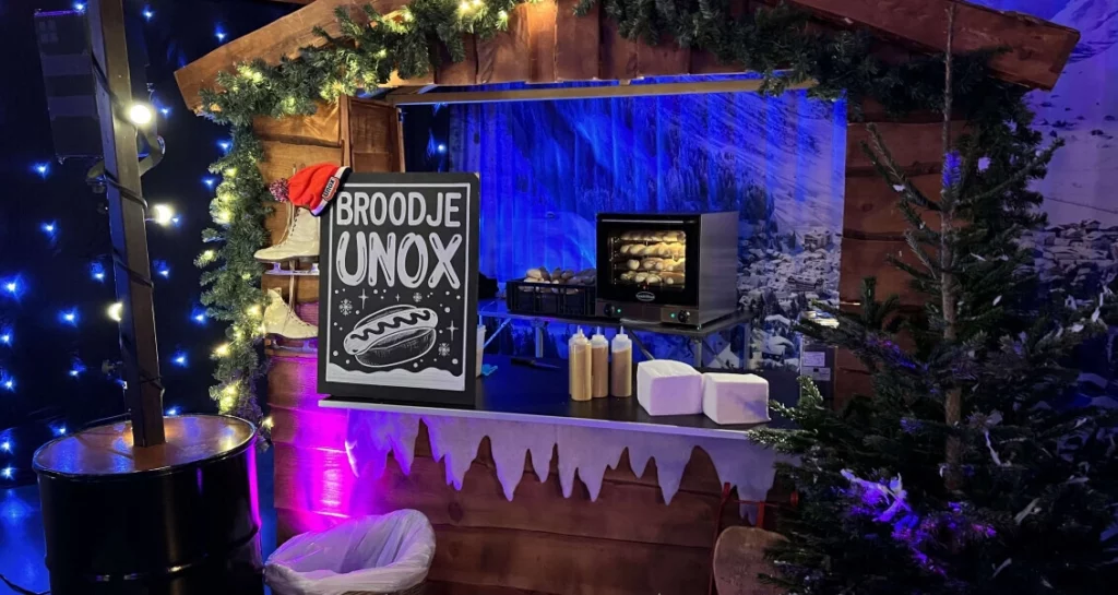 kerstfestival op eigen locatie winterhuisje broodje unox advance events